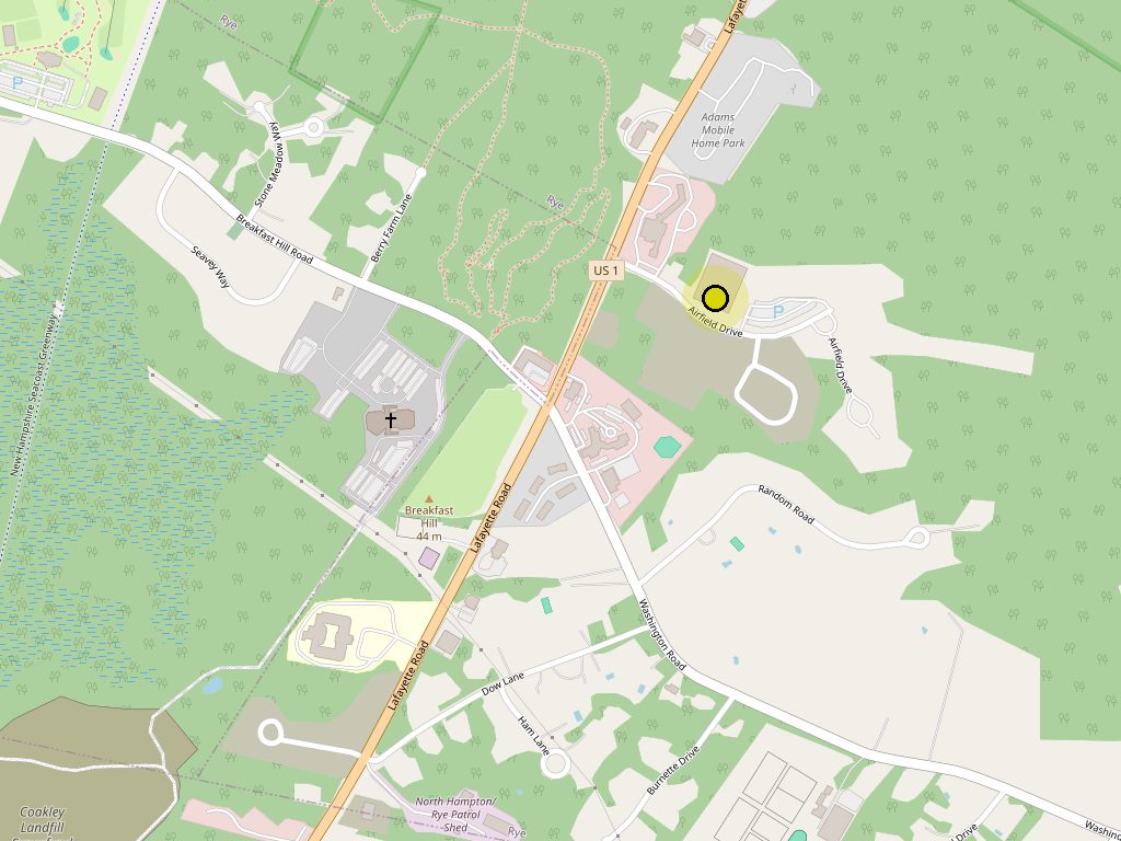 Map showing Flight House Rye at 6 Airfield Drive