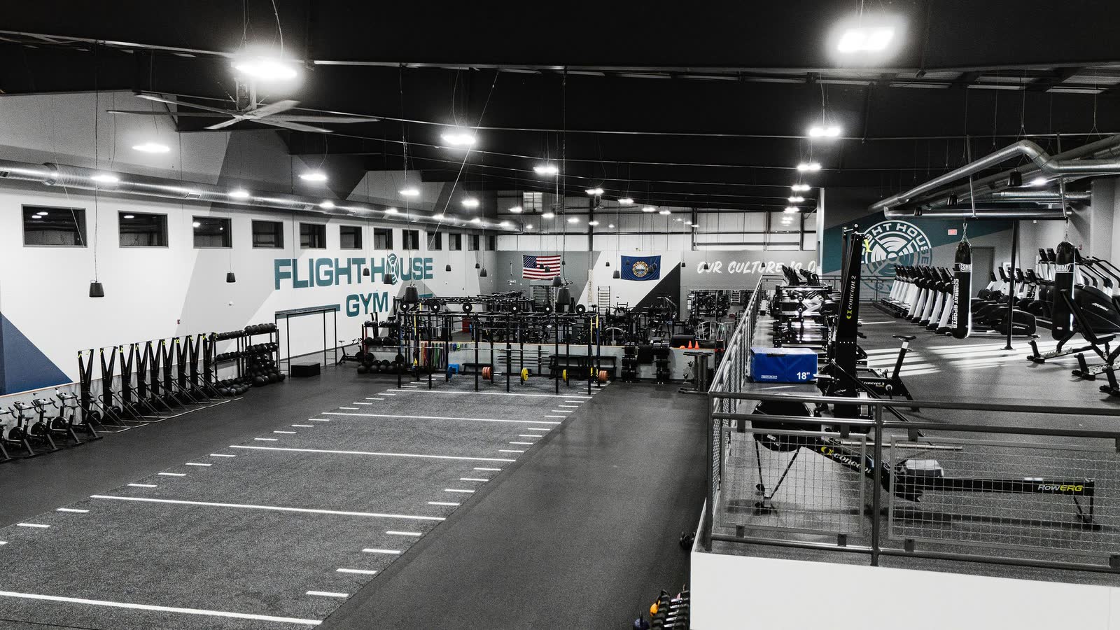 The open gym floor at Flight House Rye